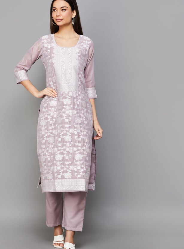 LIBAS Woven Straight Kurta Set