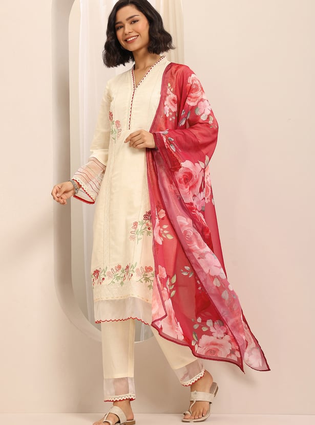 LIBAS Embroidered Straight Kurta Set