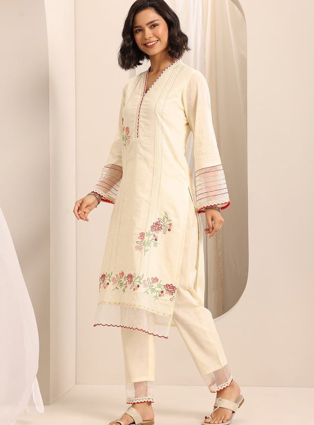 LIBAS Embroidered Straight Kurta Set