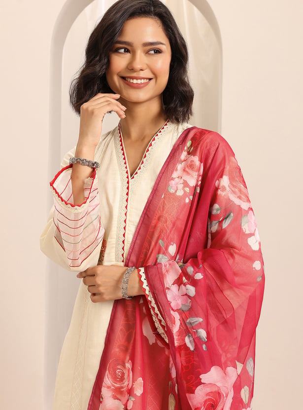 LIBAS Embroidered Straight Kurta Set