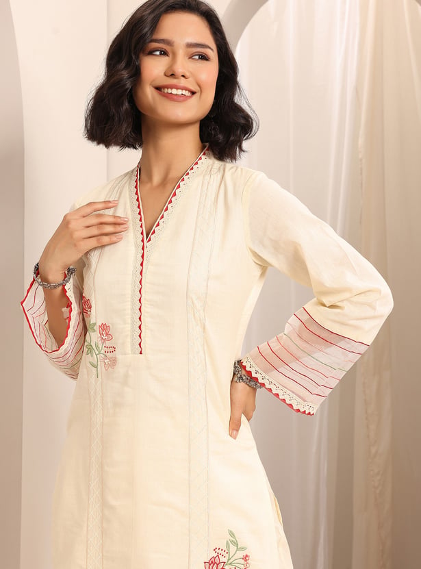 LIBAS Embroidered Straight Kurta Set