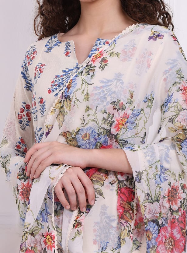 W Floral Printed Dupatta