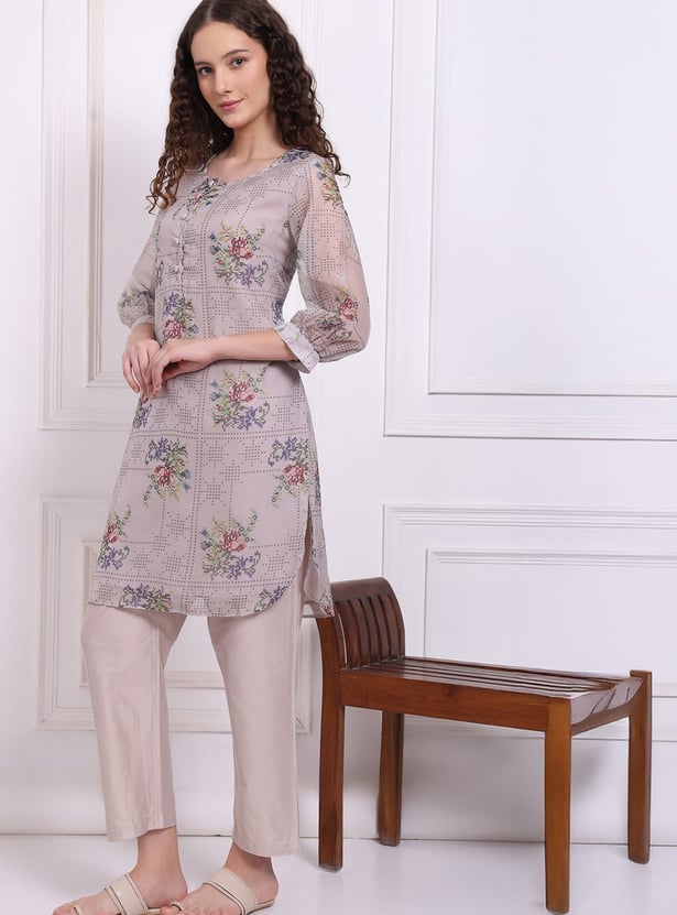 W Floral Print Straight Kurta Set