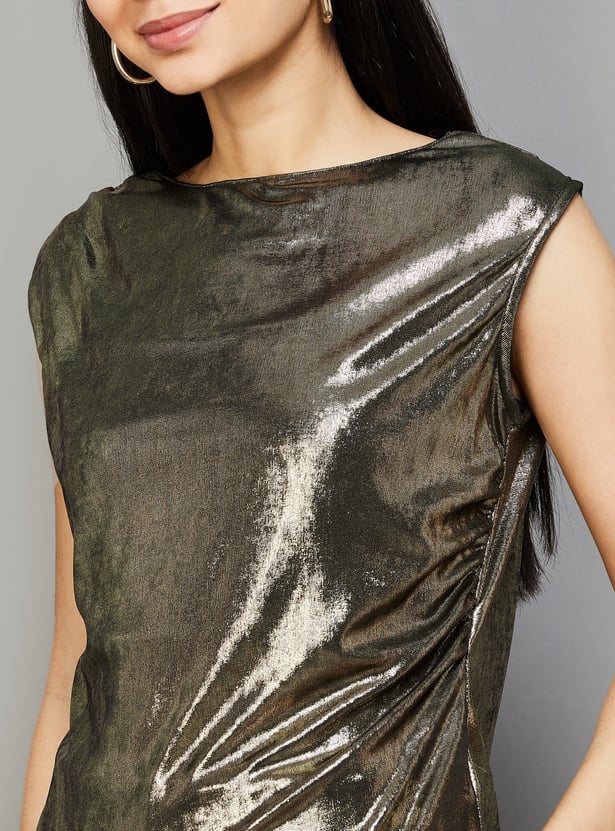 RAREISM Shimmery Boat Neck Top