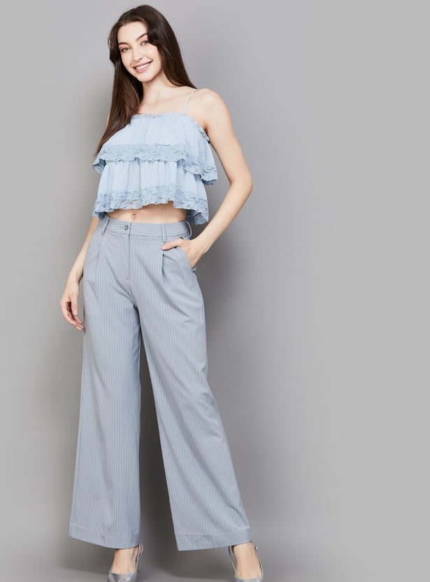 VAN HEUSEN Striped Wide Leg Trousers