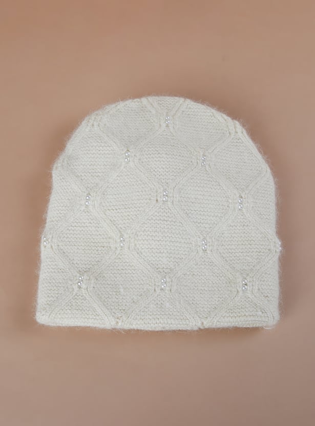 FAME FOREVER Pearl Embellished Beanie