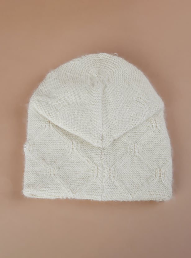 FAME FOREVER Pearl Embellished Beanie