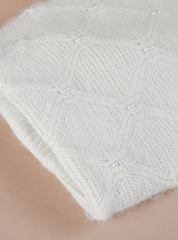 FAME FOREVER Pearl Embellished Beanie