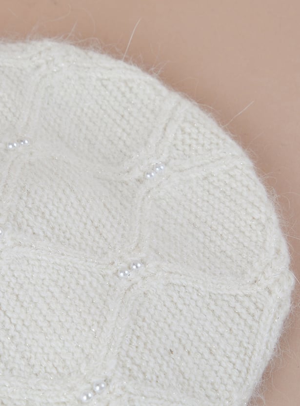 FAME FOREVER Pearl Embellished Beanie