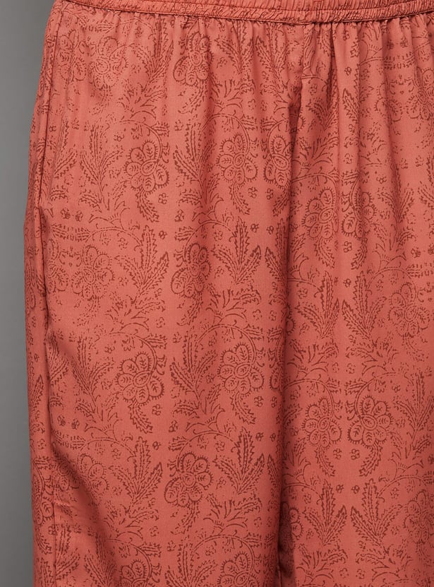 BIBA Floral Print Straight Kurta Set