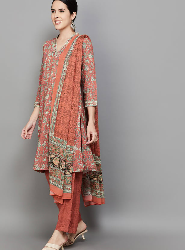BIBA Floral Print Straight Kurta Set