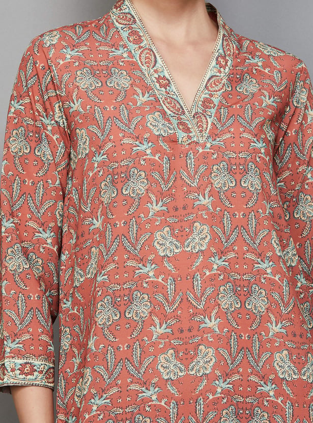 BIBA Floral Print Straight Kurta Set