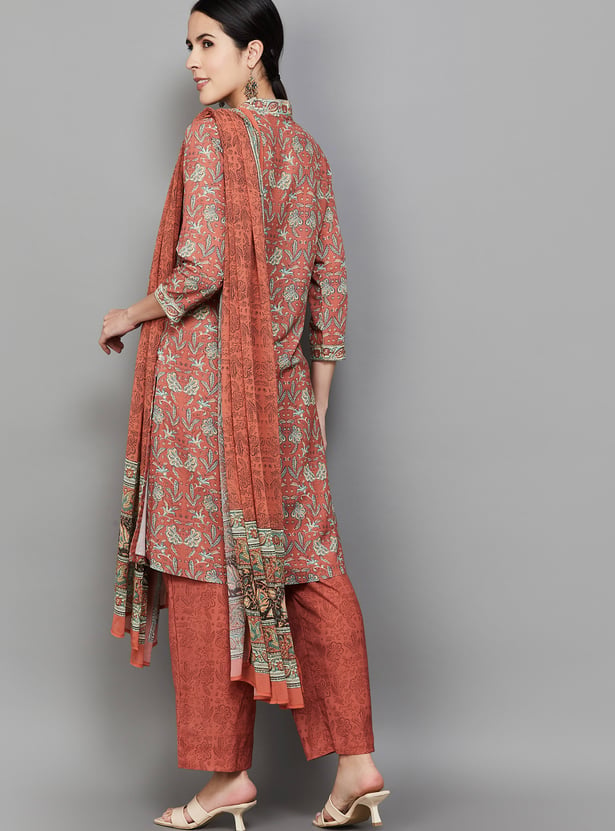 BIBA Floral Print Straight Kurta Set