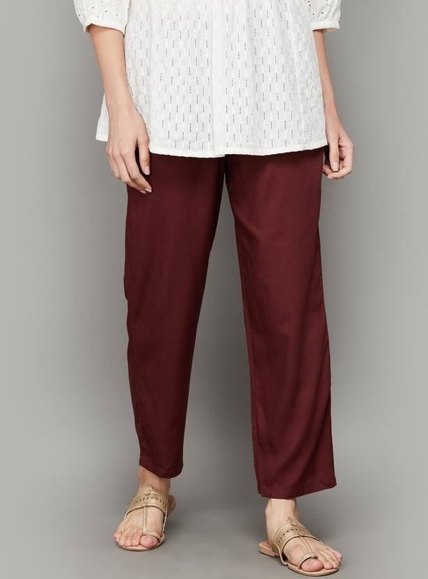 BIBA Solid Straight Pants