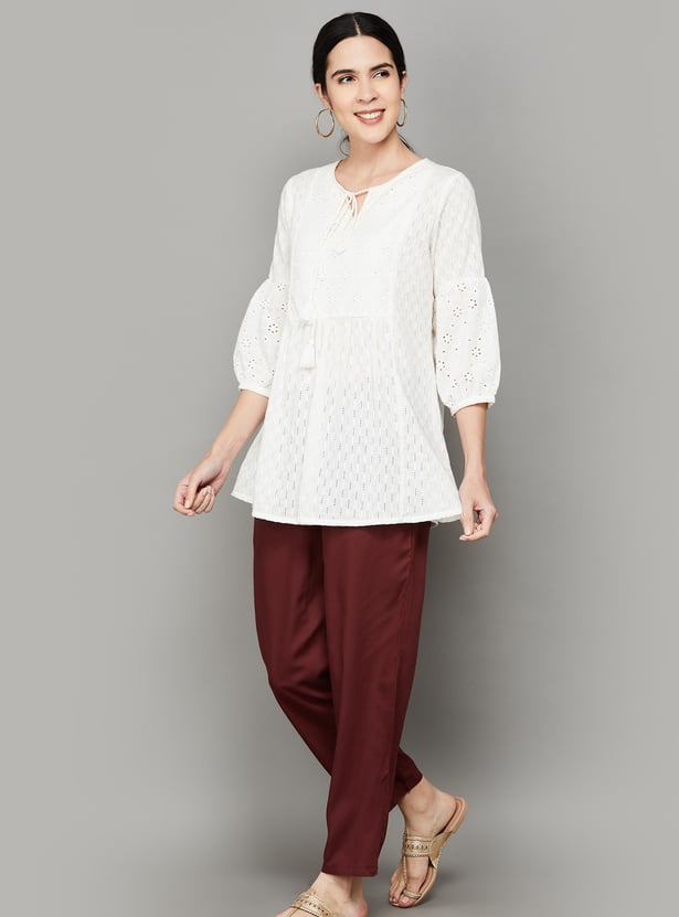 BIBA Solid Straight Pants