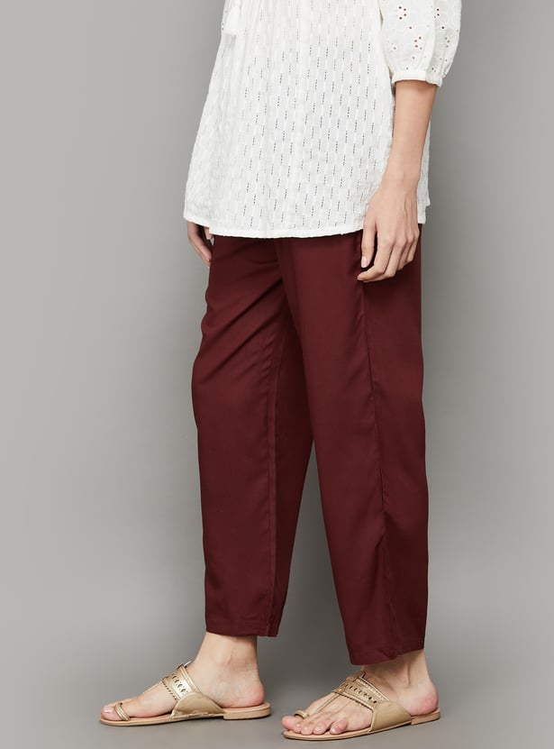 BIBA Solid Straight Pants