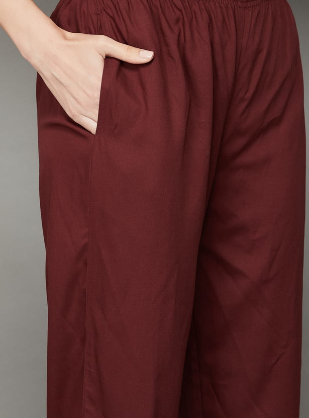 BIBA Solid Straight Pants