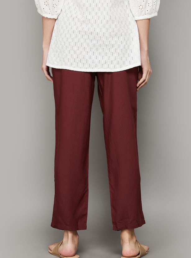 BIBA Solid Straight Pants