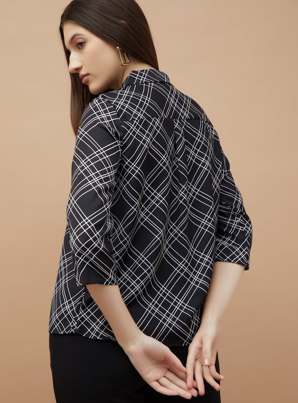 CODE CLASSIC Checked Collared Top