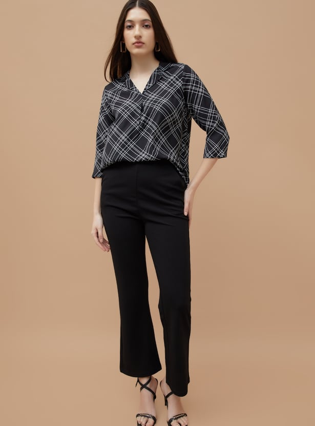 CODE CLASSIC Checked Collared Top