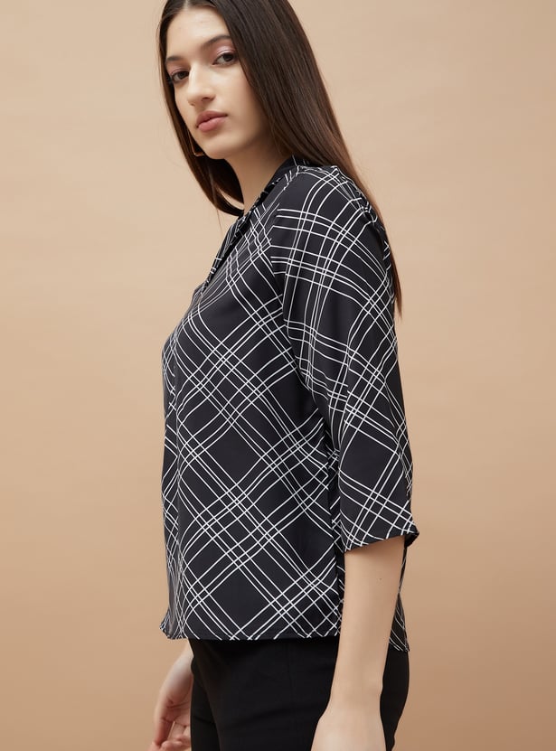 CODE CLASSIC Checked Collared Top