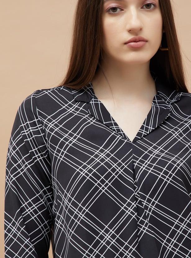 CODE CLASSIC Checked Collared Top