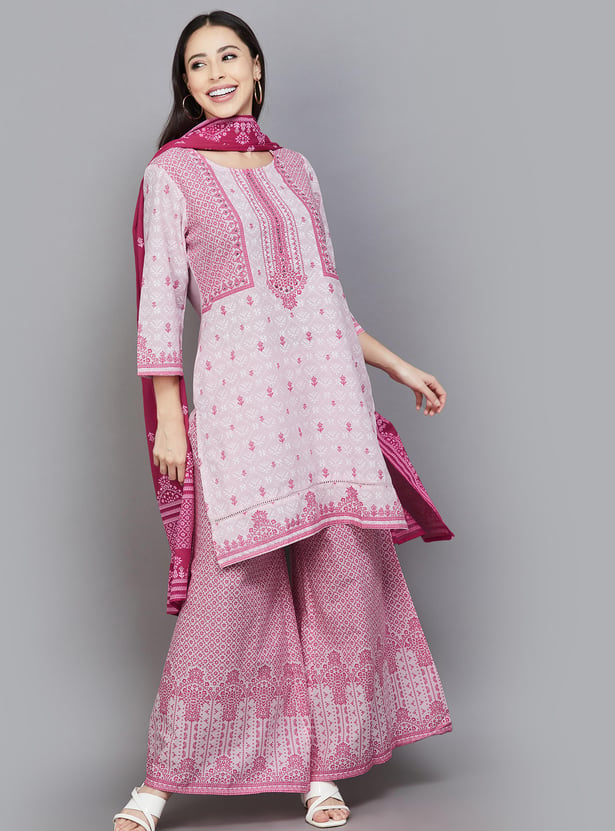 JUNIPER Printed Straight Kurta Set