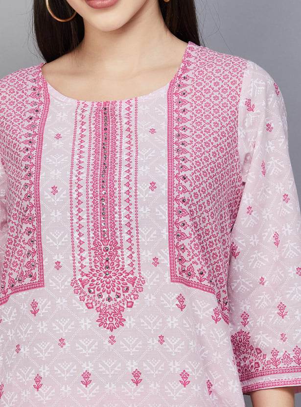 JUNIPER Printed Straight Kurta Set