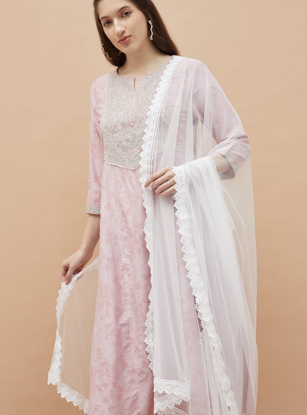 MELANGE Lace Border Dupatta