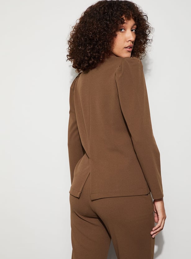 CODE Solid Single-Breasted Blazer