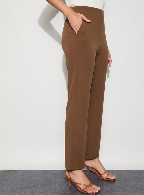 CODE Solid Flat Front Trousers