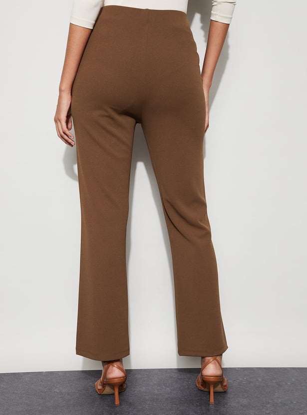 CODE Solid Flat Front Trousers