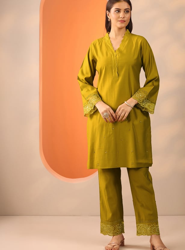 LIBAS Embroidered Straight Kurta Set