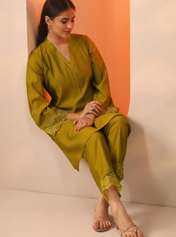 LIBAS Embroidered Straight Kurta Set