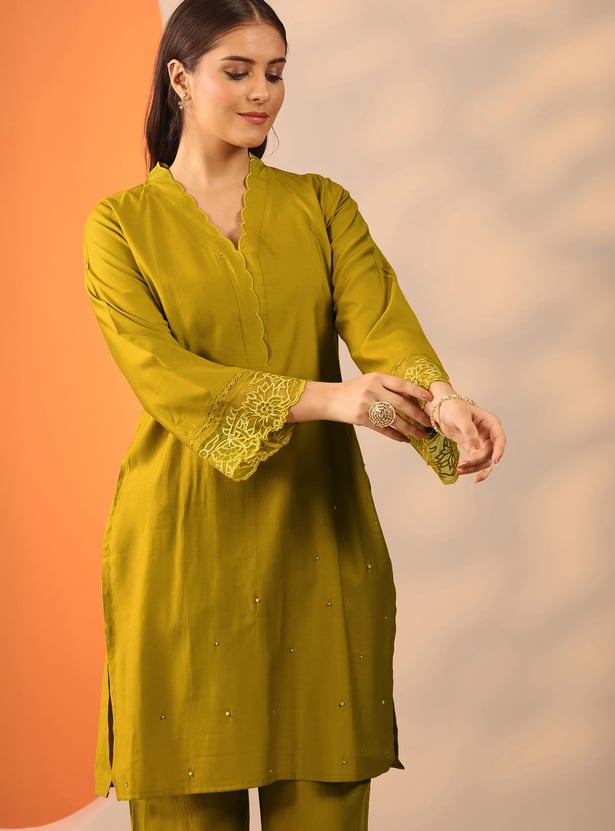 LIBAS Embroidered Straight Kurta Set