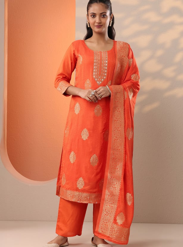LIBAS Embroidered Straight Kurta Set
