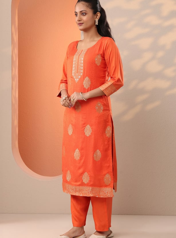 LIBAS Embroidered Straight Kurta Set