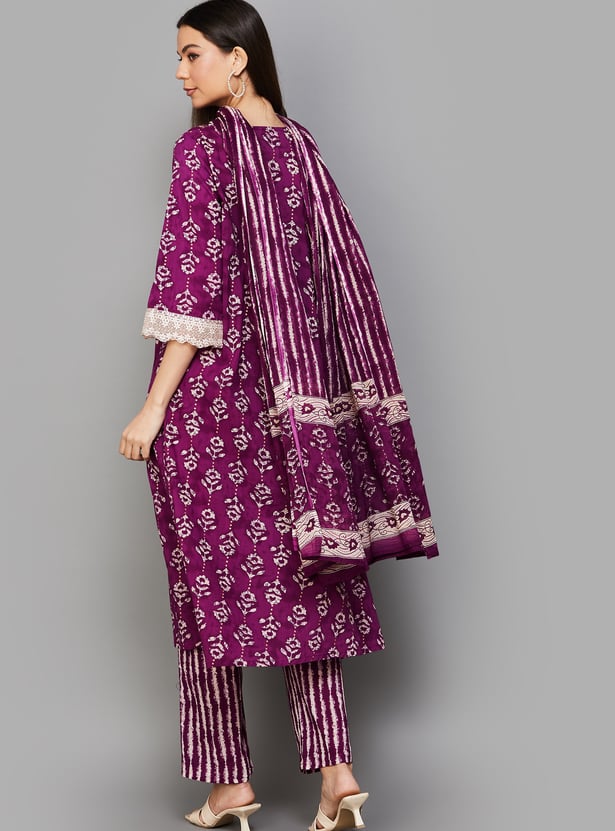 LIBAS Ethnic Motif Print A-line Kurta Set