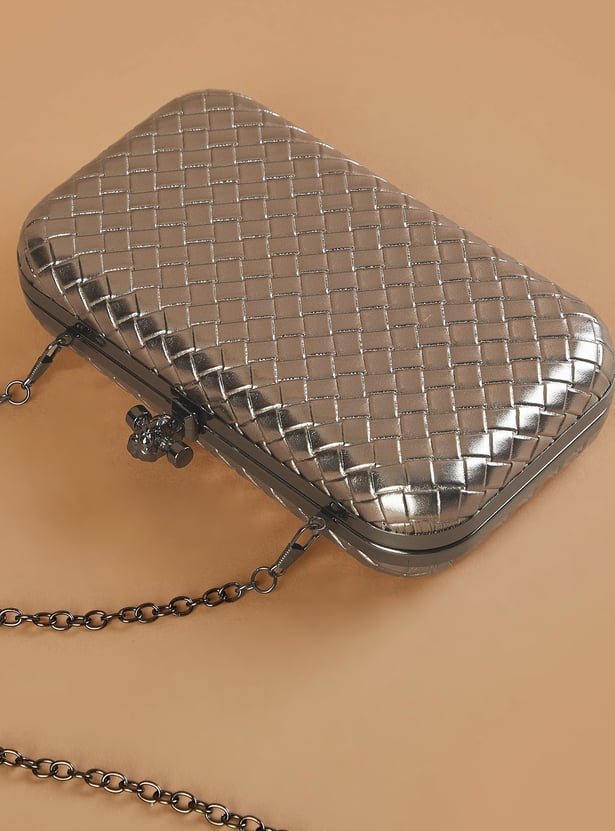 CODE Woven Design Box Clutch