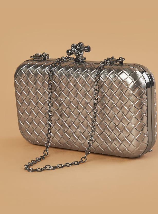 CODE Woven Design Box Clutch