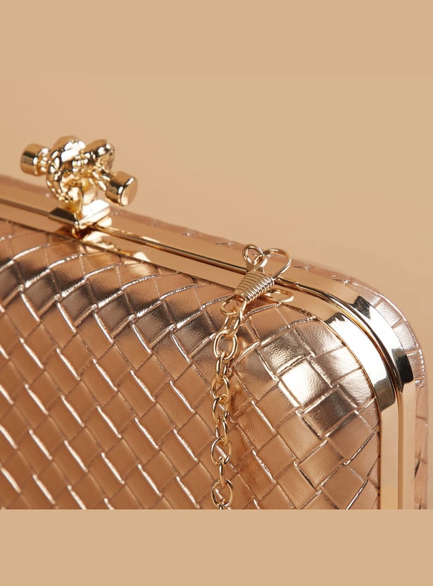 CODE Woven Design Box Clutch