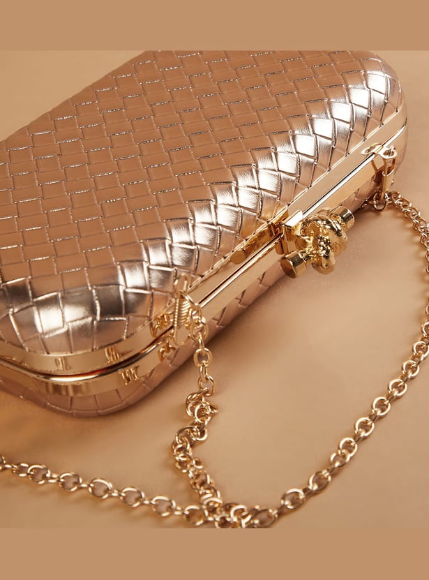 CODE Woven Design Box Clutch