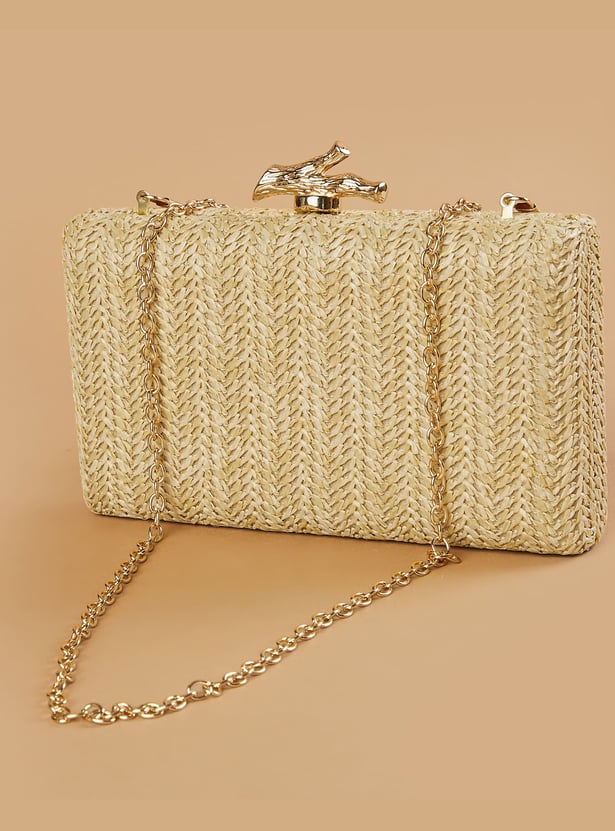 CODE Woven Design Box Clutch