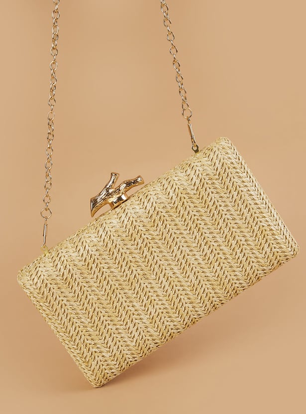 CODE Woven Design Box Clutch