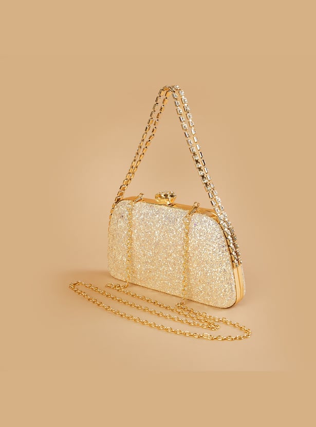 CODE Embellished Box Clutch