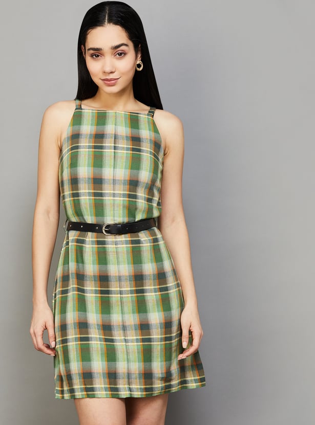ONLY Checked Mini Dress with Belt