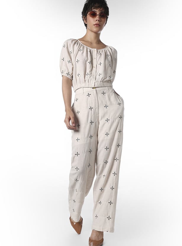 ONLY Embroidered Straight Fit Trousers
