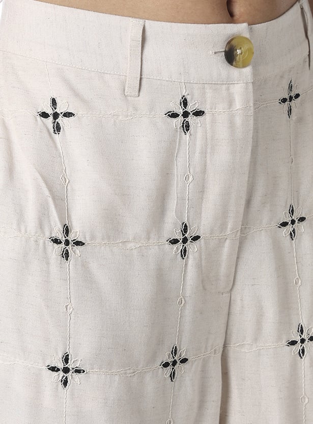 ONLY Embroidered Straight Fit Trousers