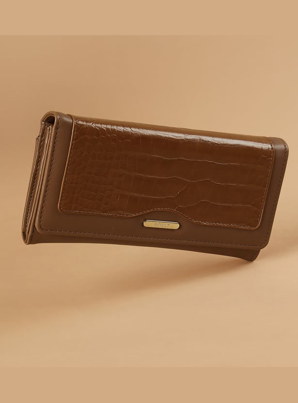 GINGER Croc Embossed Flap Wallet