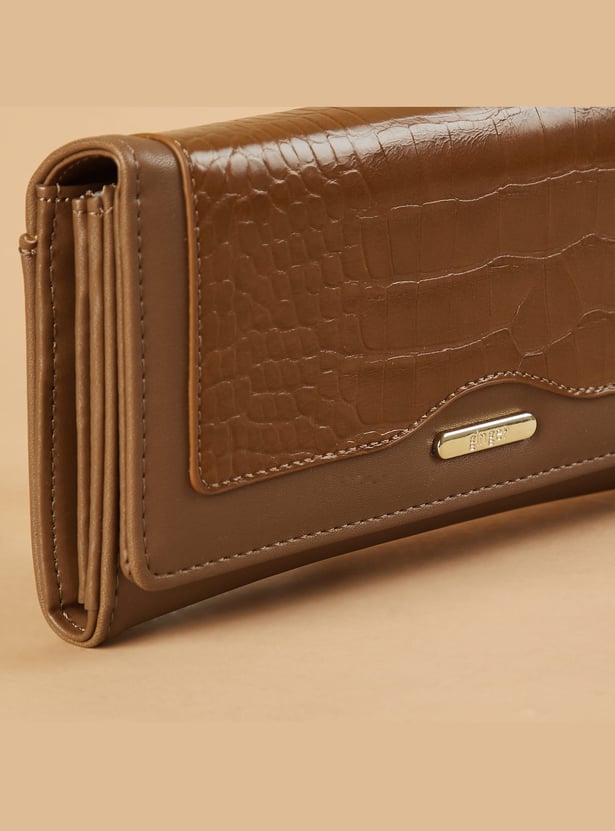 GINGER Croc Embossed Flap Wallet